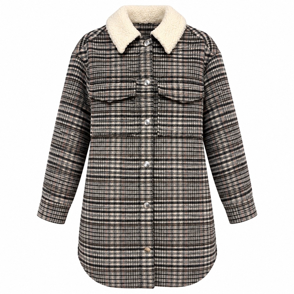 Rails Jaro Plaid Long Line Wool Blend Coat Size Small Gorpcore Sherpa Collar